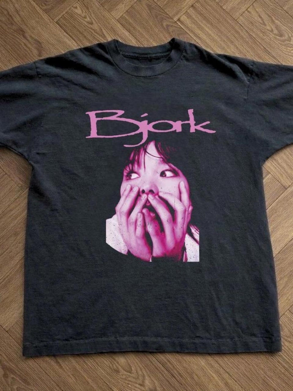 Gildan Black Tee with Pink Björk Graphic